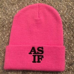 Pink “AS IF” beanie